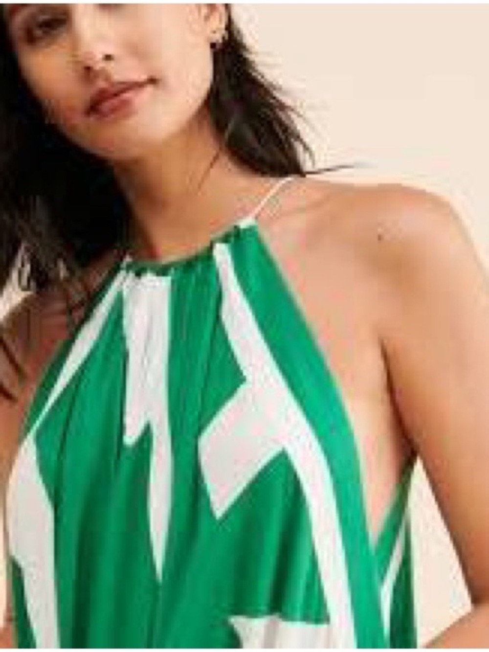 Anthropologie Halter Hanky Hem Dress - Asymmetrical in Green and White - EUC - Picture 3 of 5